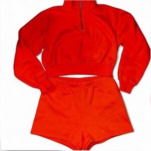 Orange TNA Cropped Sweatshirt and Shorts Set